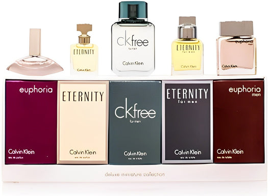 Calvin Klein - ~ DELUXE MINIATURE COLLECTION ~ Euphoria edp 4ml minijatura + Eternity edp 5ml minijatura + Free edt 10ml minijatura + Eternity for men edt 10ml minijatura + Euphoria for men edt 10ml minijatura / UNI / SET